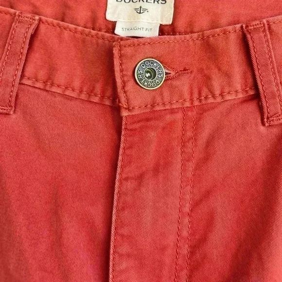 DOCKERS - Harvest Red Jean-cut Stretch Chino Flat-Front Pants, Fits Mens 34X30 - Picture 3 of 15